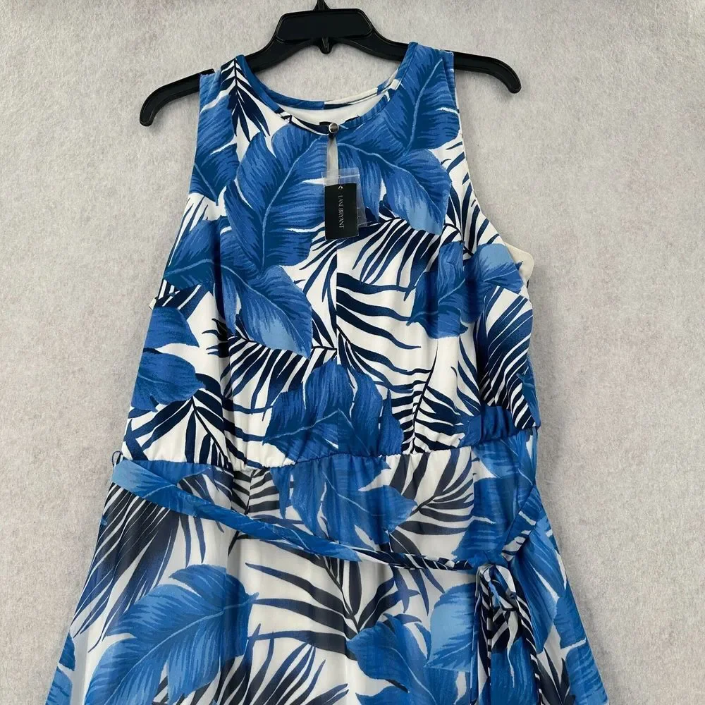 NWT Lane Bryant Maxi Dress Size 14 Floral Sleeveless Long Flowy Blue‎ Tropical - Picture 3 of 12